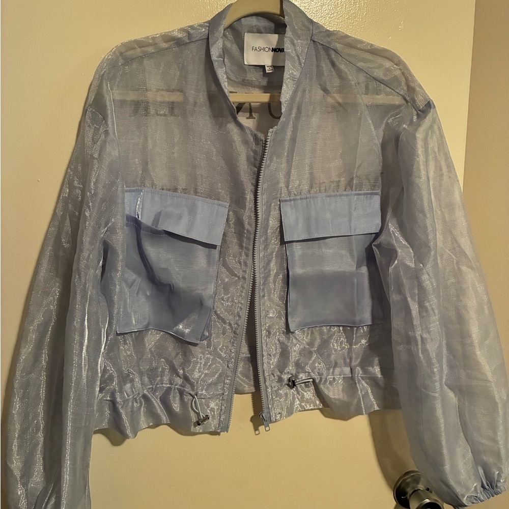 Fashion Nova Sheer Blue Jacket